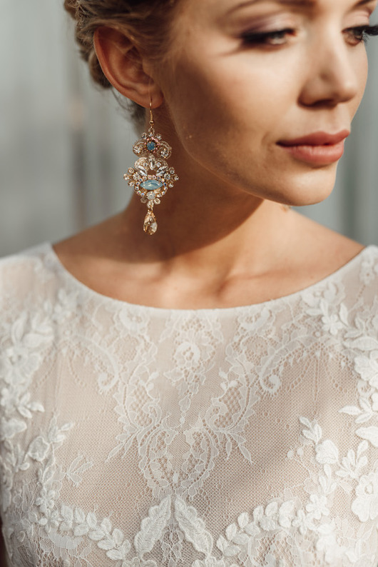 Biżuteria ślubna Kolczyki ślubne Lace Me - Dusty Blue