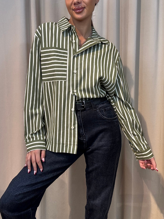 koszule damskie  Koszula Oversize Verde Strisce