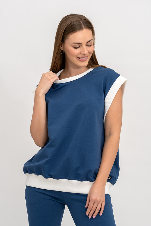 bluza bez kaptura damska Bezrękawnik ,,AMORE"  denim