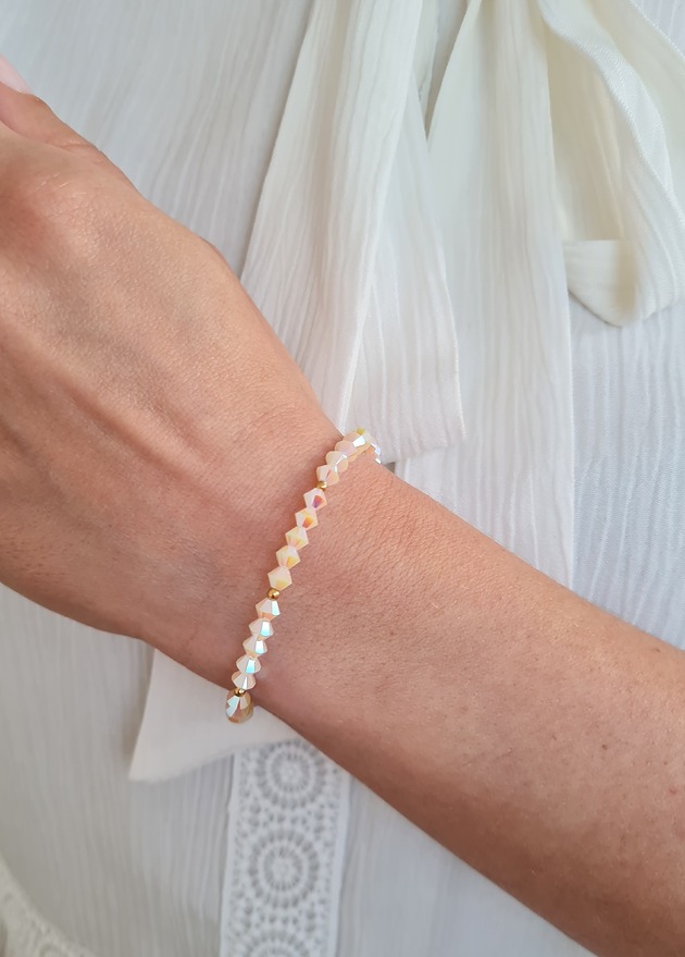 bransoletki - inne Kryształki Swarovski bransoletka biała