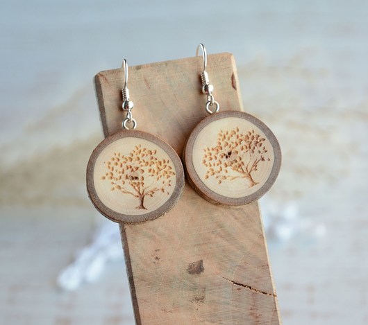 "Leśne" - kolczyki z naturalnego drewn MyPieceOfWood