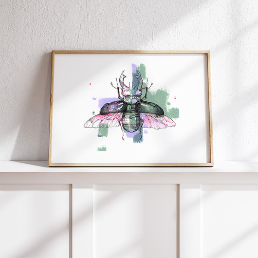 grafiki i ilustracje Kolorowy żuk jelonek , 30x21 cm, A4