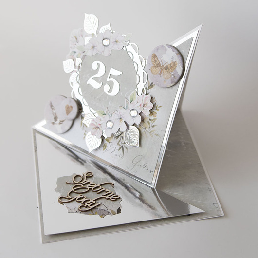 kartki scrapbooking 25 rocznica ślubu, srebrne gody, kartka 3d