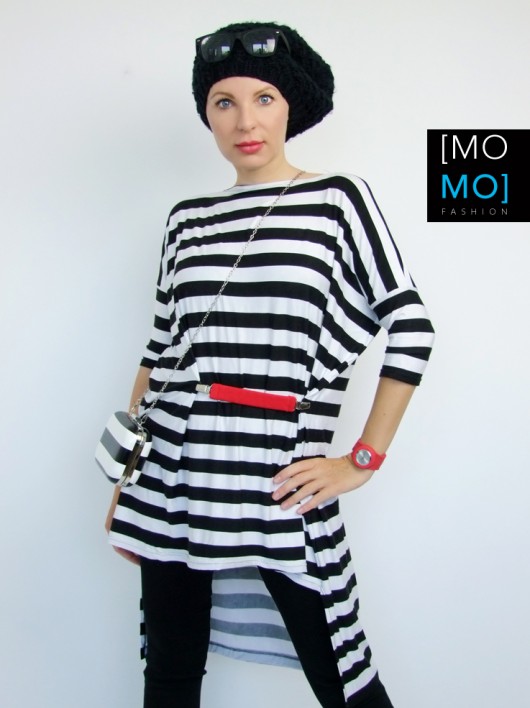 NOWA KOLEKCJA Tunika w pasy z ozdobna klamrą momo fashion