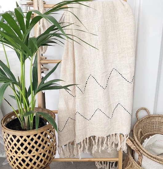 koce i narzuty Bawełniana narzuta z frędzlami