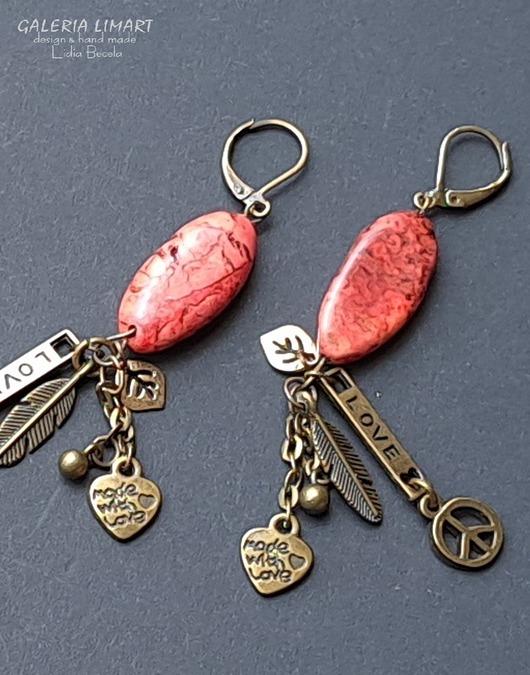 kolczyki z kamieniami Kolczyki boho z nutką etno PREZENT oryginalny ręcznie robiony