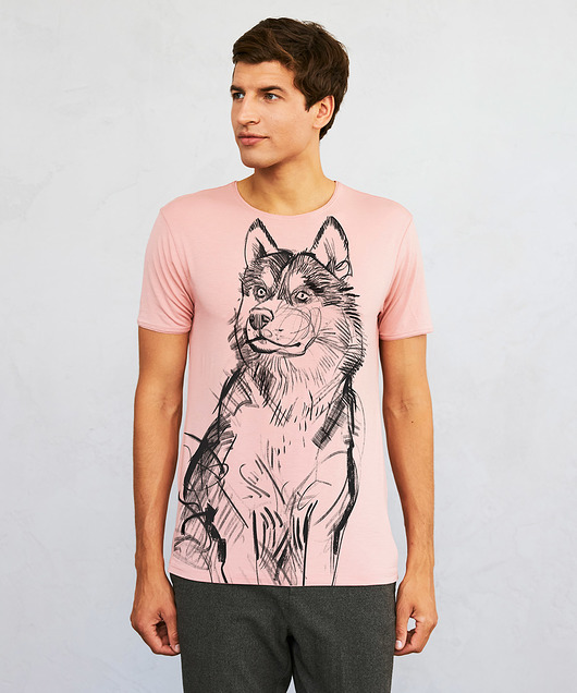 t-shirty męskie Siberian Husky Dog Men's T-shirt light pink