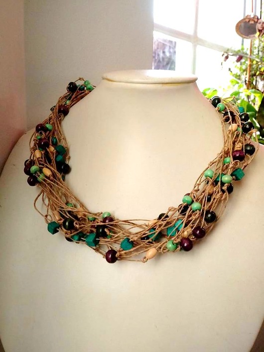 wisiory Naszyjnik ze sznurka lnianego