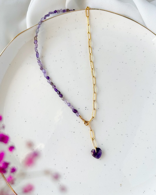 chokery Naszyjnik Choker Ametyst LILI