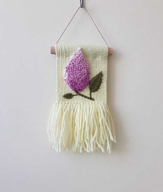 Ozdoby na ścianę Mini makatka - bez - lilak.