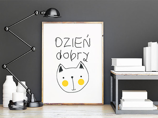 plakat. dzień dobry z koteckiem (format A3) Love Life and Forest