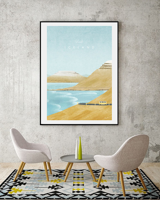Islandia - vintage plakat 50x70 cm minimalmill