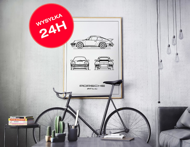 Wysyłka 24h Plakat - Porsche 911 Turbo 50x70 Peszkowski Graphic