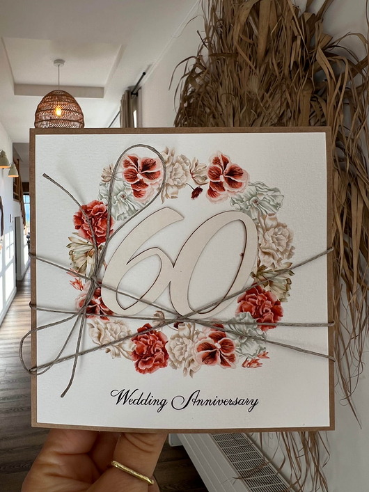 kartki scrapbooking Ręcznie robiona kartka życzenia z okazji 60. rocznicy ślubu