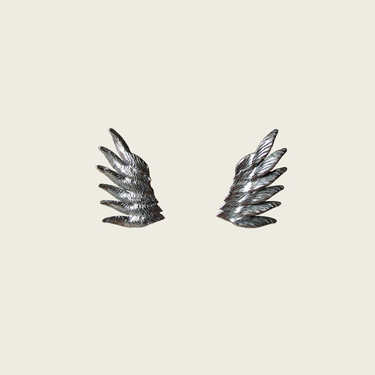Grafitowe kolczyki srebrne skrzydła- Angel KOS jewellery