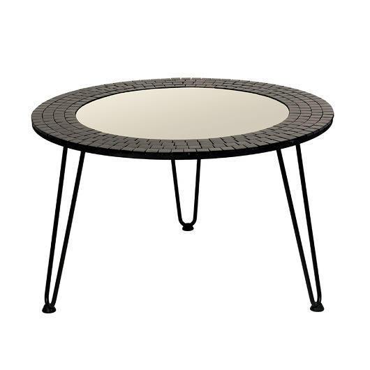 stoliki kawowe Czarny stolik kawowy z lustrem, czarny okrągły stolik, nogi metalowe hairpin