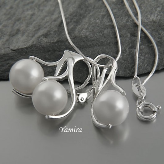 kryształ Swarovski White pearl subtelle - komplet yamira