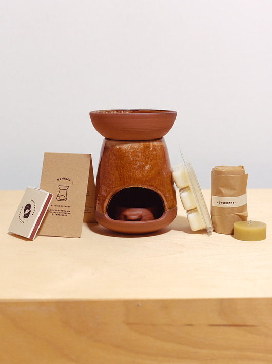 świeczniki i świece Zestaw kominek czekoladowy deszcz + wosk zapachowy + świeczki