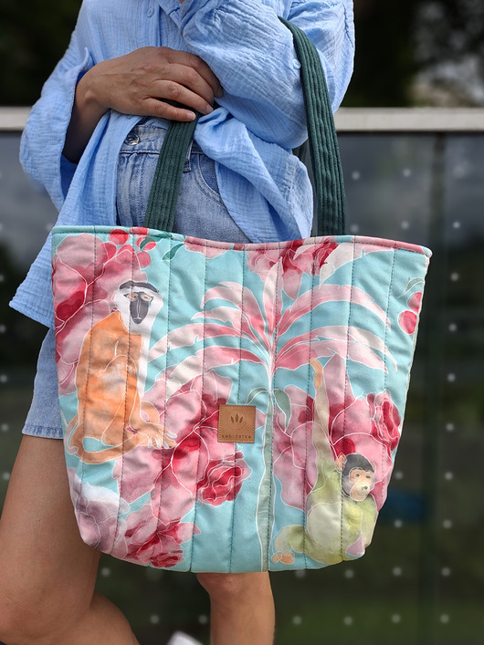 torby na ramię Pikowana torba shopper Kolorowe Małpki