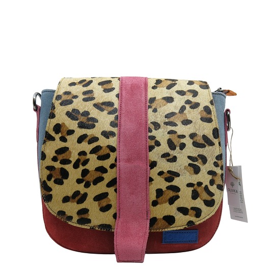 torby na ramię Torebka damska klasyczna zamszowa ze skrawków regulowany pasek eko OLIVKA