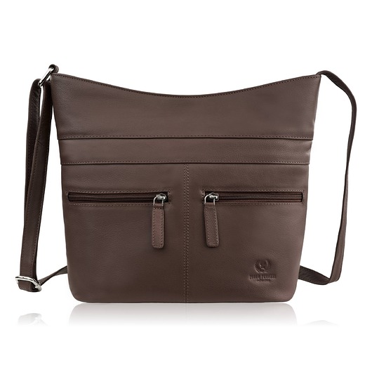 torby na ramię Torebka damska skórzana na ramię pojemna brązowa listonoszka AY-23-BR