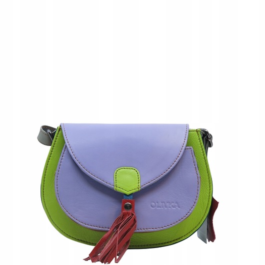 torby na ramię Torebka skórzana damska listonoszka oryginalna kolorowa zero waste OLIVKA