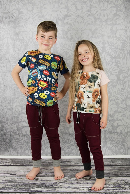 spodnie dla chłopców Spodnie dziecięce bawełniane bordowe BAGGY
