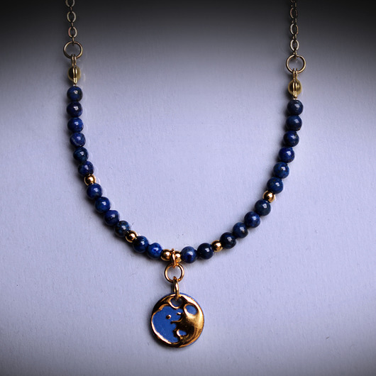 wisiory BLUE MOON/Lapis lazuli i stal chirurgiczna /UNIKAT