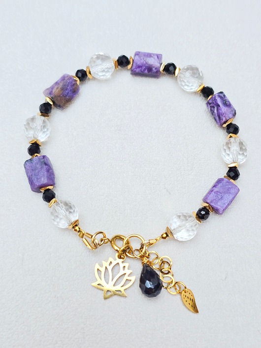 bransoletki z kamieni naturalnych Bransoletka Lotos z  Fioletowym Sugilitem