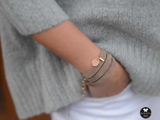 bransoletki skórzane Barboleta frappe suede gold ring 16