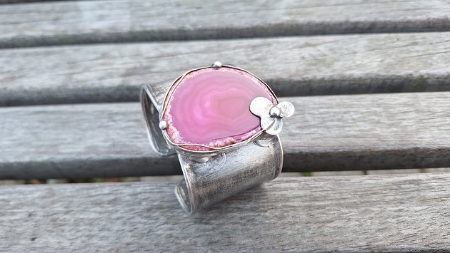 bransoletki wire wrapping Pink -  bransoletka regulowana
