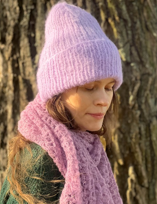 czapki damskie Wiosenna czapka Dimma z alpaki i merynosa liliowa
