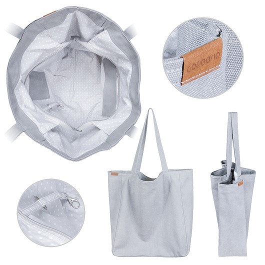 Big Lazy bag torba jasnoszara na zamek / vegan hairoo