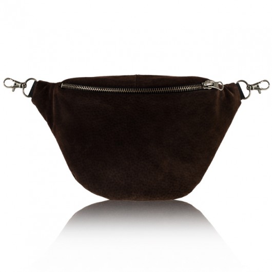 Suede Brown - zamszowa nerka z 2 paskami anacomito