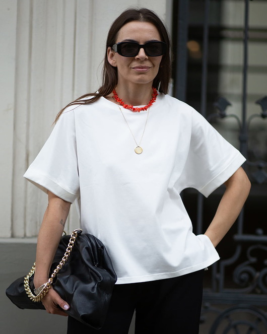 t-shirt damskie T-SHIRT NEW YORK CREW NECK ecru