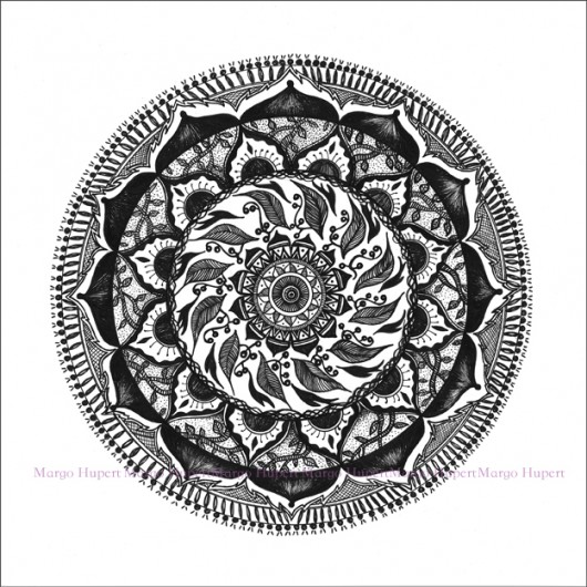 Mandala rysunek print, oprawiona Margo Hupert