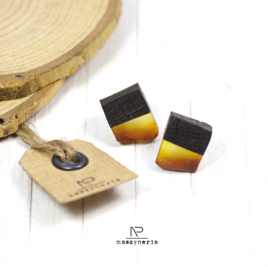 Wood&Amber Kolczyki Czarny Dąb Maszyneria