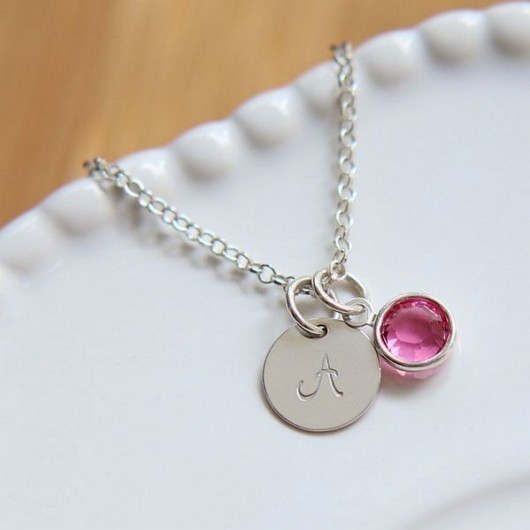 Srebrny, personalny naszyjnik. kryształ Swarovski. KaroBijouLine