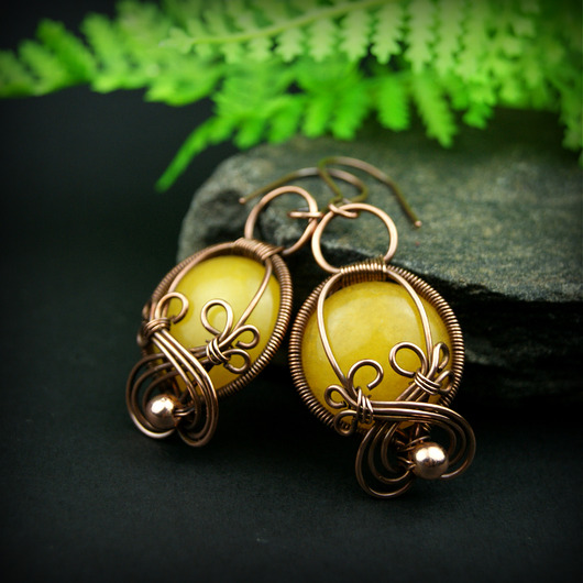 kolczyki wire wrapping Kolczyki z agatem