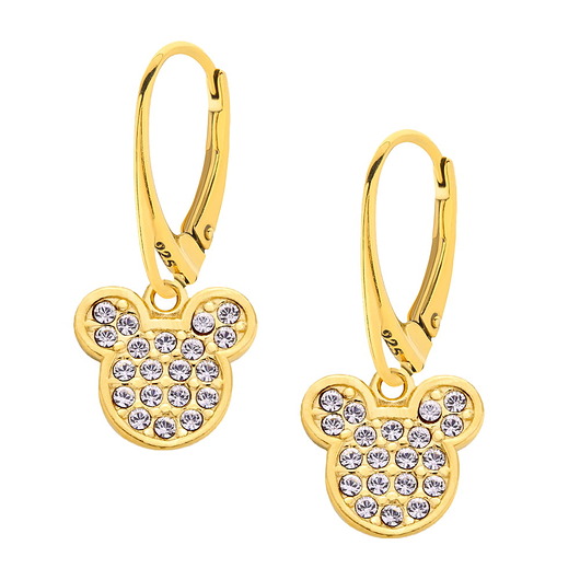 kolczyki pozłacane Kolczyki pozłacane z myszką miki z kryształkami  Swarovski