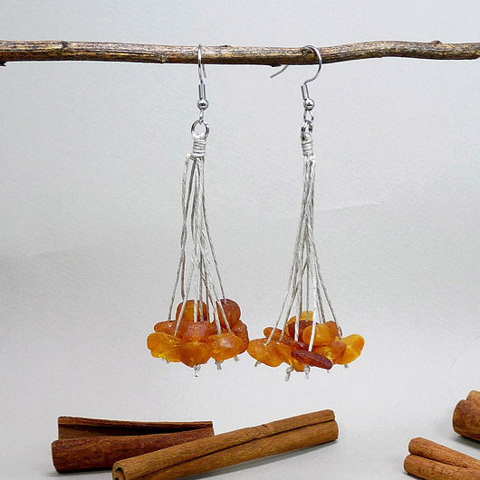 kolczyki z żywicy Bursztyn matowy kolczyki