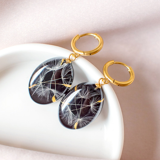 kolczyki z żywicy Kolczyki z rzęsek dmuchawca