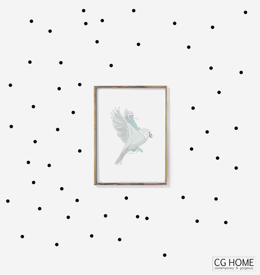 black confetti małe KROPKI 300 naklejek tapeta  Cghome
