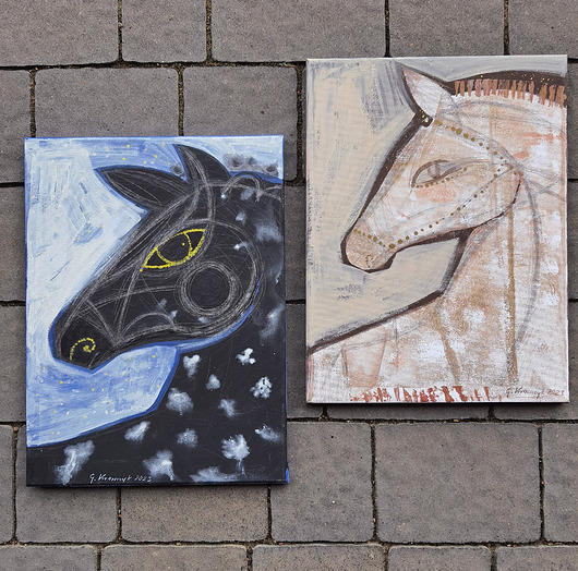 obrazy Zestaw dwóch obrazów 40x30 cm - konik Vincent i Olaf