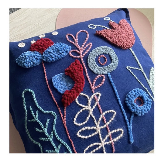 poduszki plecione Poduszka kwiaty punch needle boho natural
