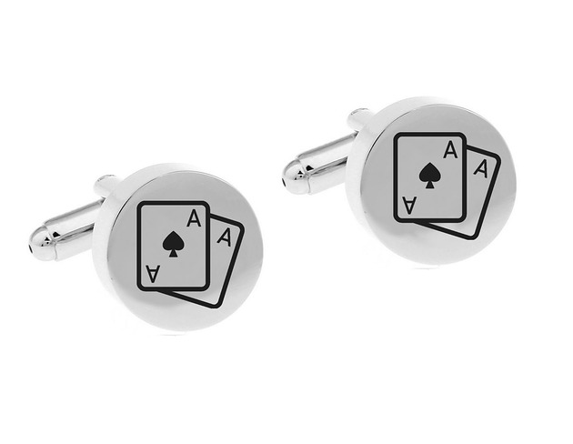 Spinki do mankietów KARTY ASY poker kasyno GRAWER spinki