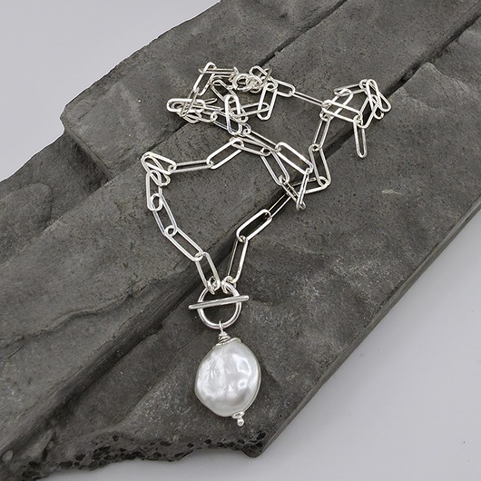 srebrne naszyjniki Naszyjnik z perłą I