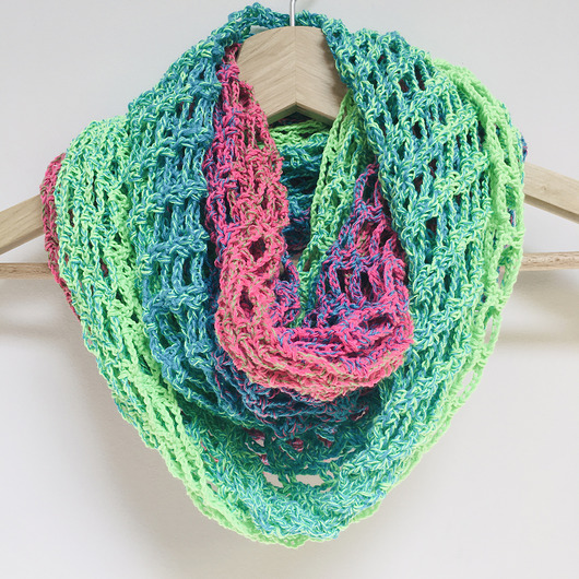 szale damskie Ażurowy szal komin apaszka handmade ombre neon fluo