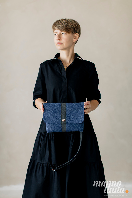 torby na ramię Marmollada - filcowa listonoszka INDYGO + czarny