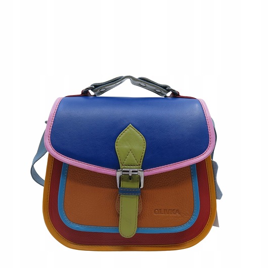 torby na ramię Torebka damska kolorowa skórzana skóra naturalna rączka pasek OLIVKA